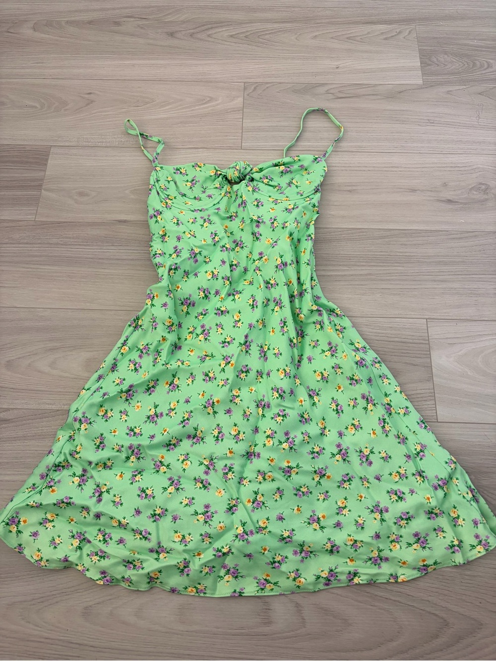 Zara Lime Green Floral Tie-Front Sundress